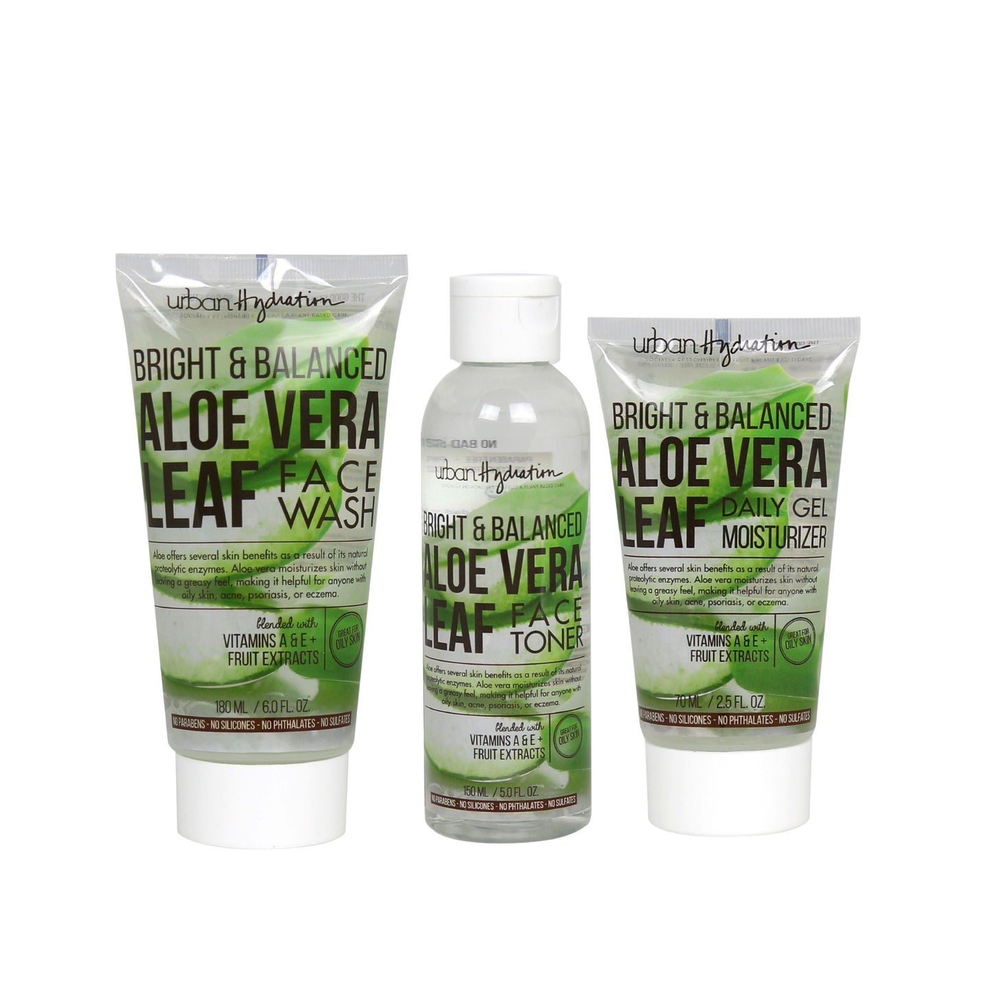 Bright & Balanced Aloe Vera Face Wash & Tone 3pc Set